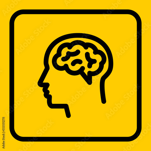 Head with brain line icon. Human head profile.Vector illustration
