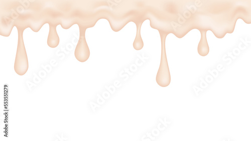 Dripping glaze background. Vanilla liquid sweet flow. Vector illustration.