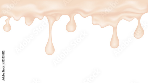 Dripping glaze background. Vanilla liquid sweet flow. Vector illustration.