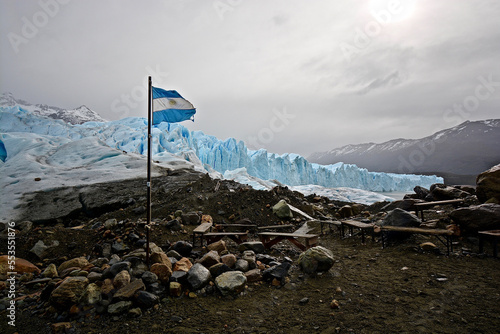 Glacier and flag