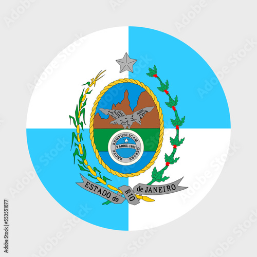 Rio de Janeiro State Flag vector illustration, Brazil. Rio De Janeiro circle badge flag isolated vector. National patriotic banner.