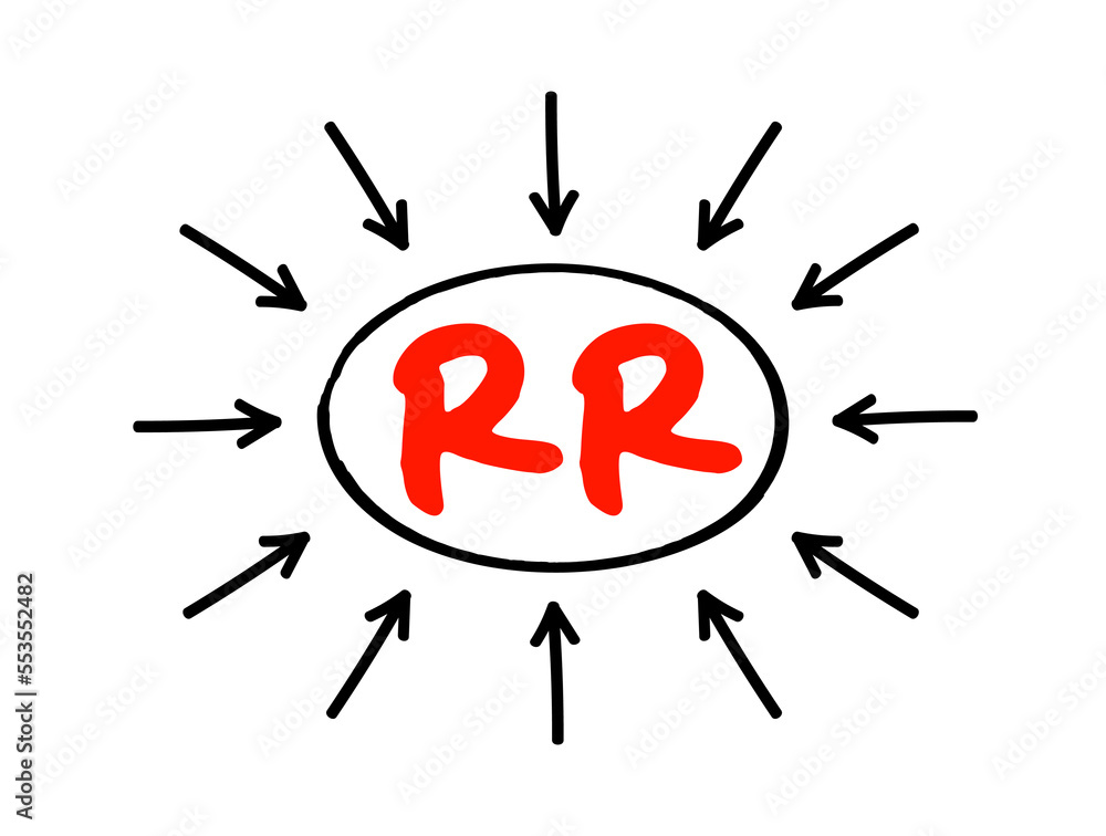 RR Resource Rent - surplus value after all costs and normal returns have been accounted for, acronym text concept with arrows RR Resource Rent - surplus value after all costs and normal returns have been accounted for, acronym text concept with arrows