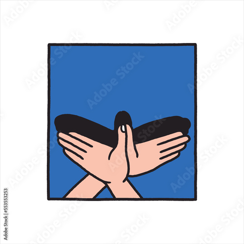 Bird shadow puppet with hand vector illustration