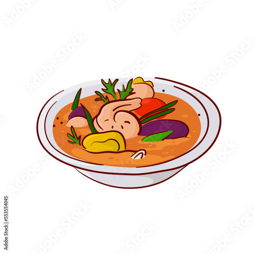 Tasty soup colorful vector illustration tom yum