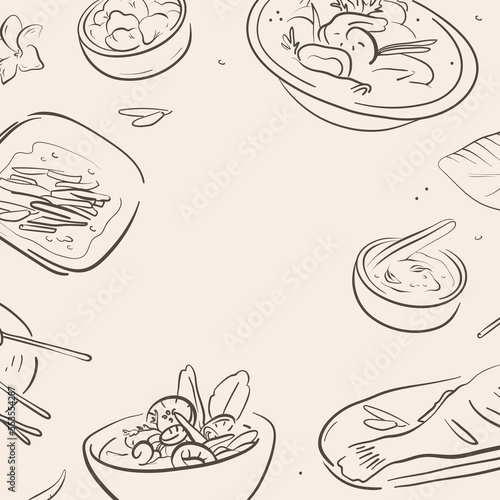 Thai food illustation in hand drawn style