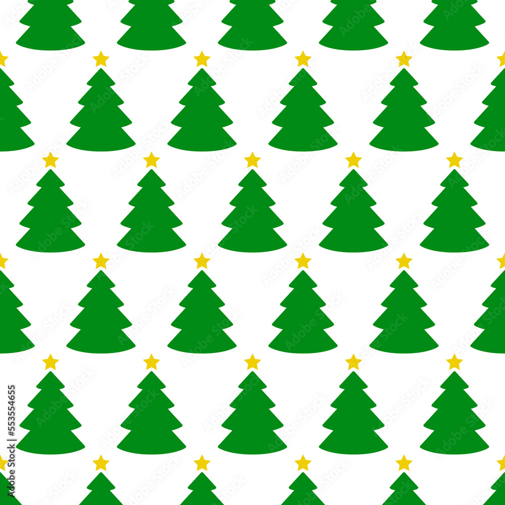 Tiempo de Navidad. Patrón repetitivo con silueta de árbol de navidad con estrella