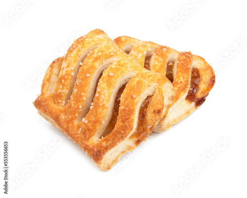 Puff pastry cookies fresh bakery shack isolated on the white background