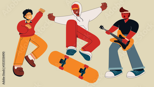 Hobbies design flat vector character
