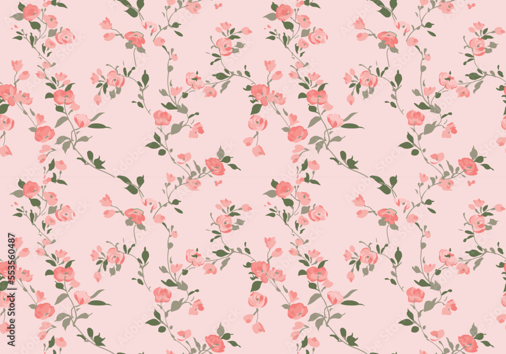 Hand drawn ditsy style small colorful flower seamless pattern
