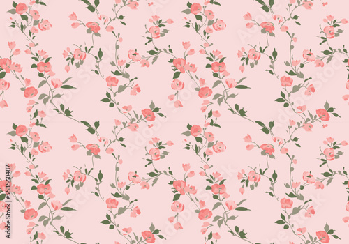 Hand drawn ditsy style small colorful flower seamless pattern