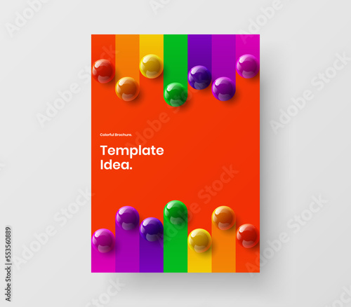 Colorful 3D spheres corporate cover illustration. Fresh presentation vector design layout.