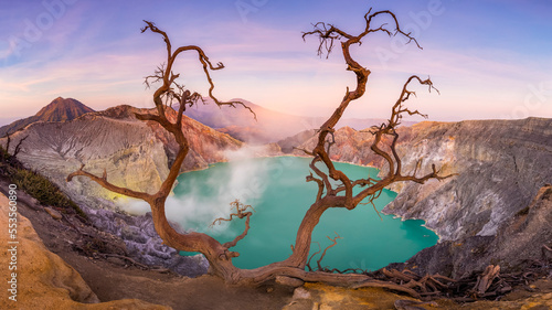 Sunrise at Ijen Volcano crater; East Java, Java, Indonesia