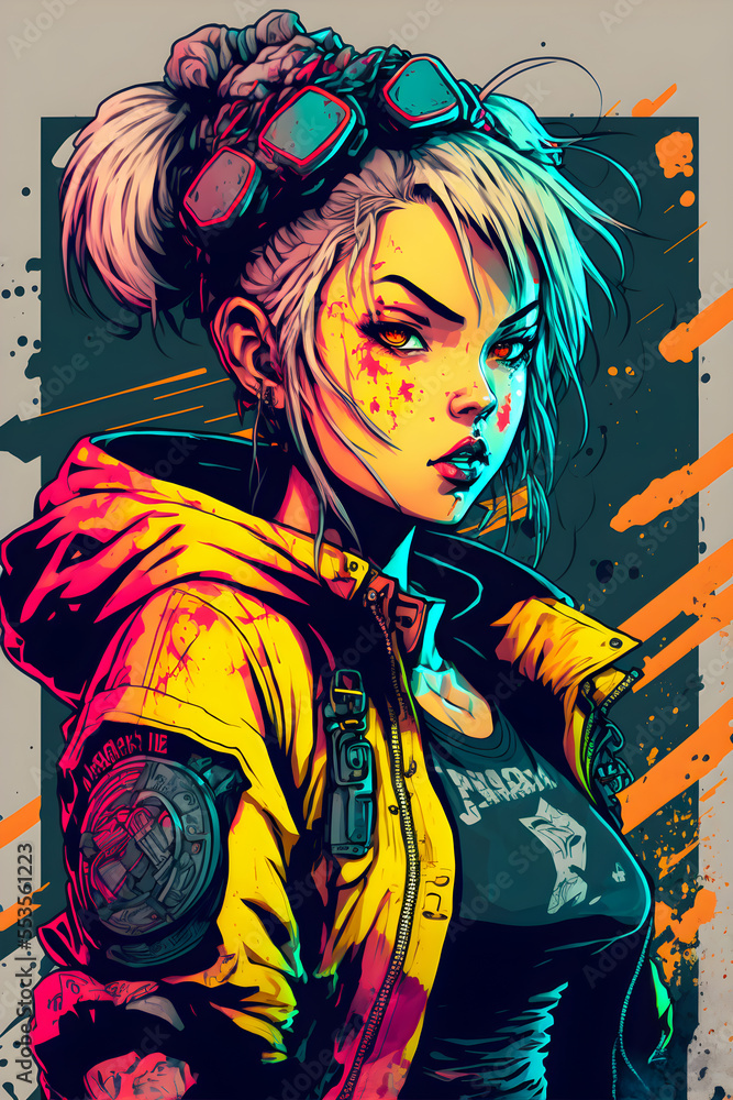 Design de personagens de mangá cyberpunk comics estilo de anime