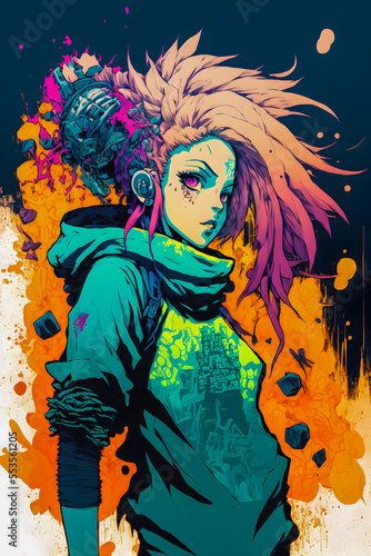 Cyberpunk, Comics, Manga character design, Anime style