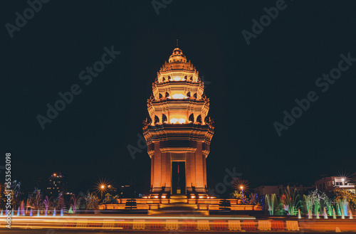 Independence Monument at night in Phnom Penh; Phnom Penh, Phnom Penh, Cambodia