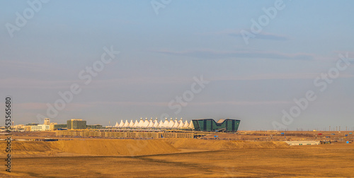 Distance view of Denver International Airport in Colorado