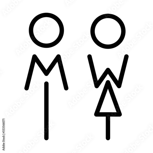 Toilet sign vector with man and woman restroom symbol in a glyph pictogram illustration