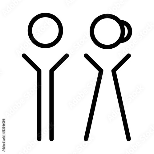 Toilet sign vector with man and woman restroom symbol in a glyph pictogram illustration