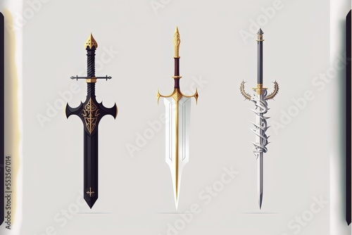 Swords in flat art style. Vector Illustration. 