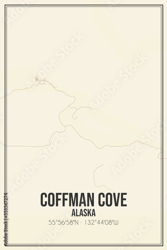 Retro US city map of Coffman Cove, Alaska. Vintage street map. photo