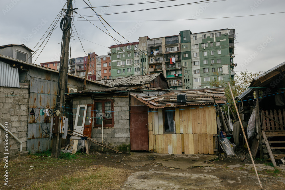 Old shabby houses in the slum district Old shabby houses in the slum district