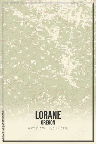 Retro US city map of Lorane, Oregon. Vintage street map. photo