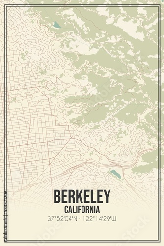 Foto Retro US city map of Berkeley, California. Vintage street map.