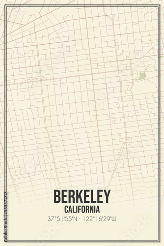 Retro US city map of Berkeley, California. Vintage street map.