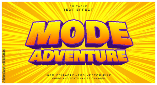 Editable text style effect - Mode Adventure text style theme.