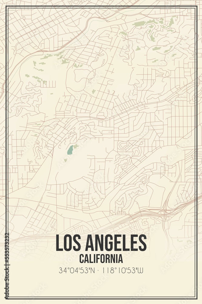 Obraz premium Retro US city map of Los Angeles, California. Vintage street map.