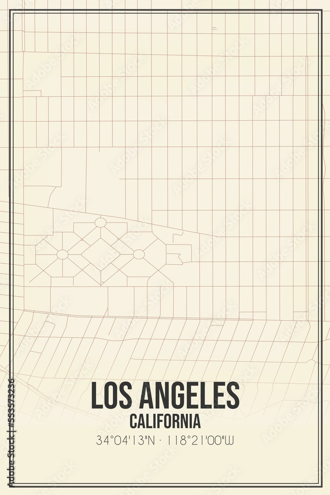Retro US city map of Los Angeles, California. Vintage street map. Retro US city map of Los Angeles, California. Vintage street map.
