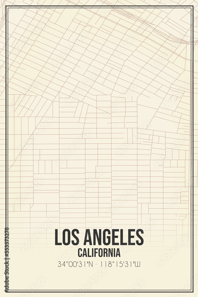 Retro US city map of Los Angeles, California. Vintage street map. Retro US city map of Los Angeles, California. Vintage street map.