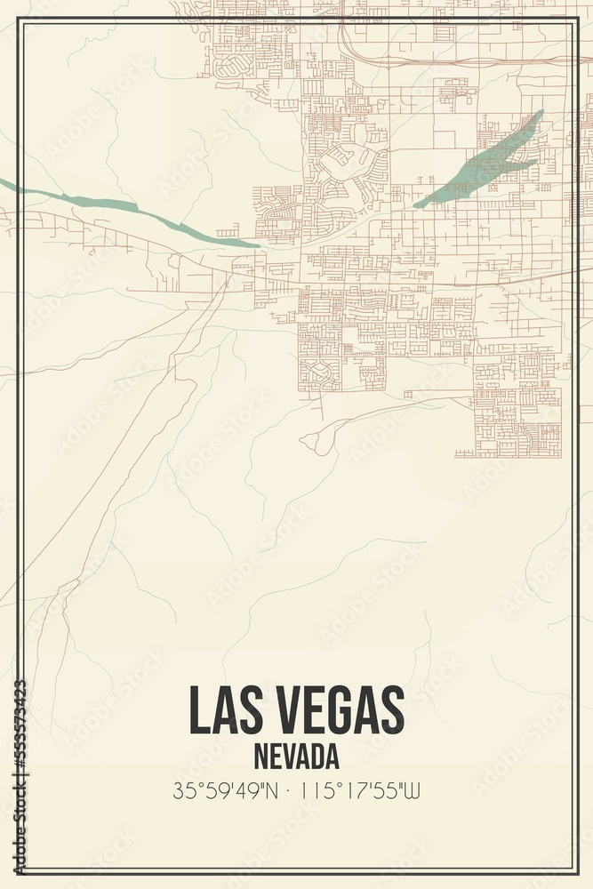 Fototapeta premium Retro US city map of Las Vegas, Nevada. Vintage street map.
