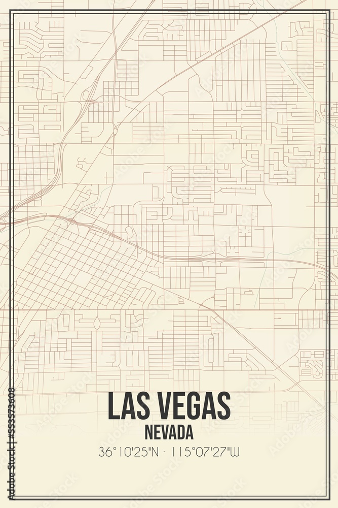 Retro US city map of Las Vegas, Nevada. Vintage street map. Retro US city map of Las Vegas, Nevada. Vintage street map.