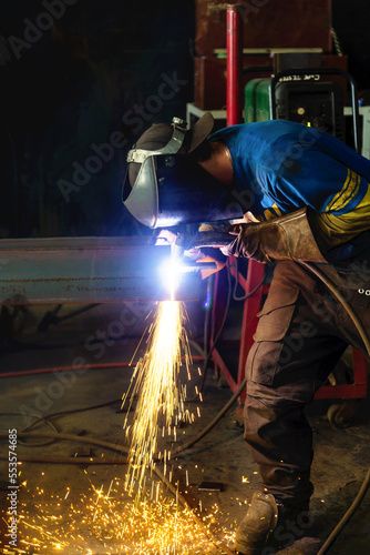Structural steel skid fabrication using a MIG welder; Innisfail, Alberta, Canada
