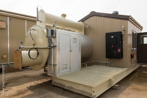 Line heater metering package fabricated as a remote building with controls; Innisfail, Alberta, Canada photo
