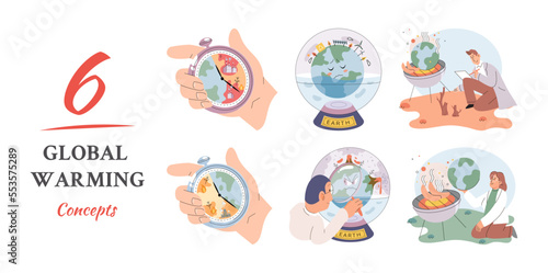 Climate change weather global greenhouse warming risks metaphor concept. Save planet. Compared planet with renewable eco resources consumption global warmings burning alternative. Environment Day