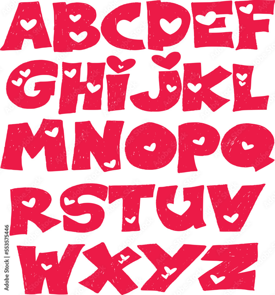 Hearty English Alphabets Vector illustration Hearty English Alphabets Vector illustration