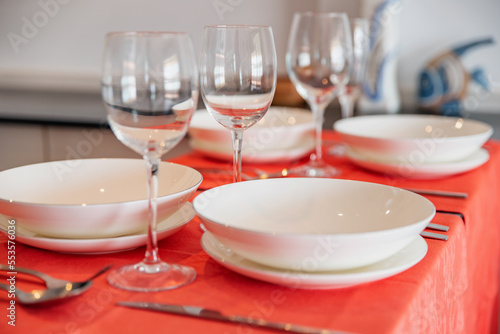 Table setting for four people at home