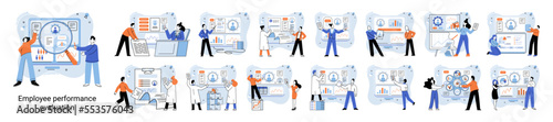 Business concepts human resourses HR department, increasing employee engagement, worker performance evaluation. Personal staff training for business development, motivation for evolution of initiative