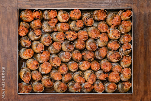 Spanish dish - baked snails in sauce