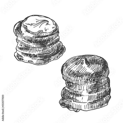 Hand drawn vector Schokokusse illustration. Traditional German marshmallow in chocolate dessert. Sweet soft cocoa zefir. Template for menu, ad, label, design