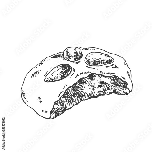 Hand drawn vector German gingerbread illustration. Sweet  nurnberger elisen lebkuchen. Traditional Christmas sweet dessert. Honey nut glazed cookies. Template for menu, design, ad