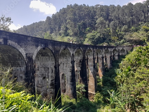 Nine arch Bridge in Sri Lanka. Old bridge in Ceylon between Ella and Demodara railway stations