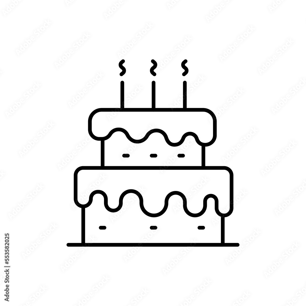 Cake outline icon with thin line Cake outline icon with thin line