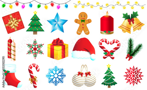 Iconos a color y con degradados  para navidad y año nuevo 