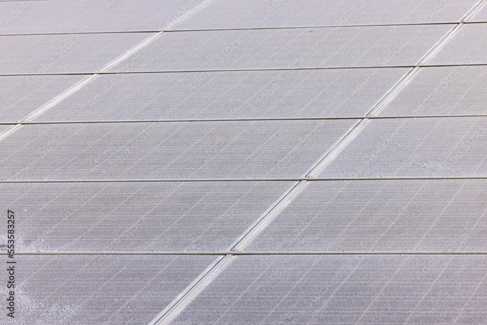 Modules of a solar plant are frozen and therefore generate hardly any earnings or electricity