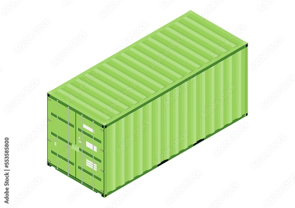 Intermodal container. Isometric view of a shipping container. Vector. Intermodal container. Isometric view of a shipping container. Vector.