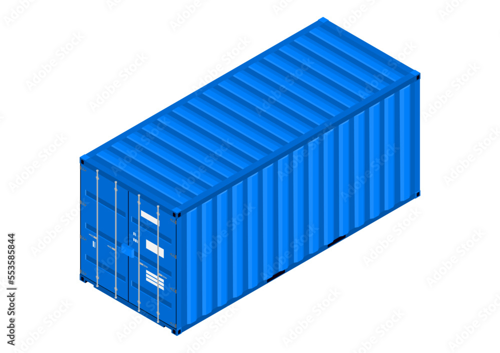 Intermodal container. Isometric view of a shipping container. Vector. Intermodal container. Isometric view of a shipping container. Vector.