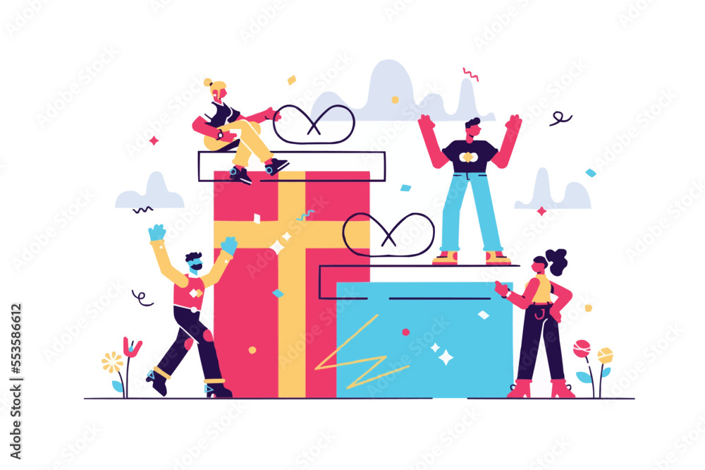 Fototapeta premium Funny Santa Claus Merry Christmas Happy New Year Celebration Snowman Cute Cat psycho santa Gift Postcard Website illustration